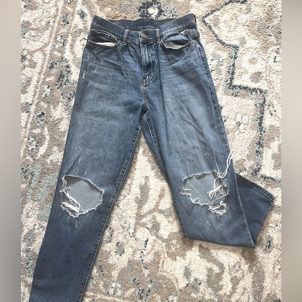 Straight leg jeans, ripped. Size 10